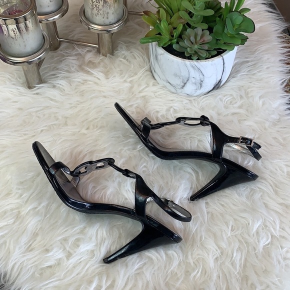 Calvin Klein Women’s Black Patent Open Toe Pumps Size 8 US - Picture 3 of 14